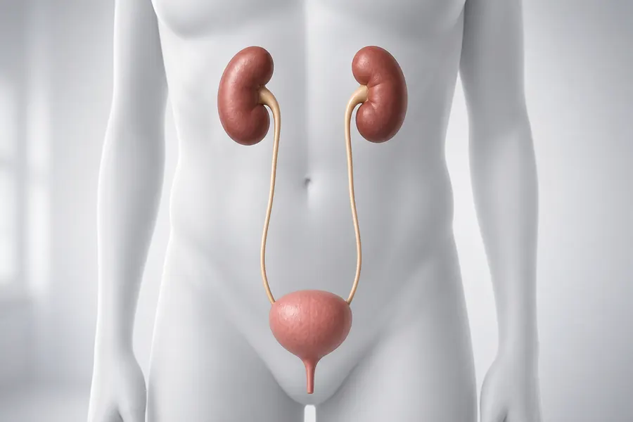 Anatomické zobrazenie obličiek, močovodov a močového mechúra
